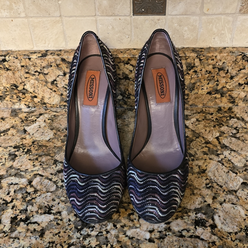 Missoni Orange Label Multi Color Cuoio Italian Round Toe  Pumps‎ - 38 - US 7 1/2